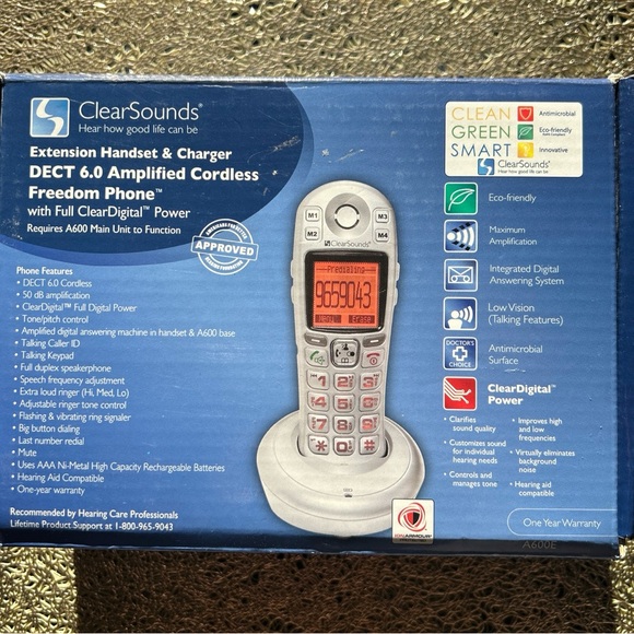 ClearSounds A600 DECT 6.0 Amplified Cordless Freedom Phone Clear Digital Power - Picture 1 of 7